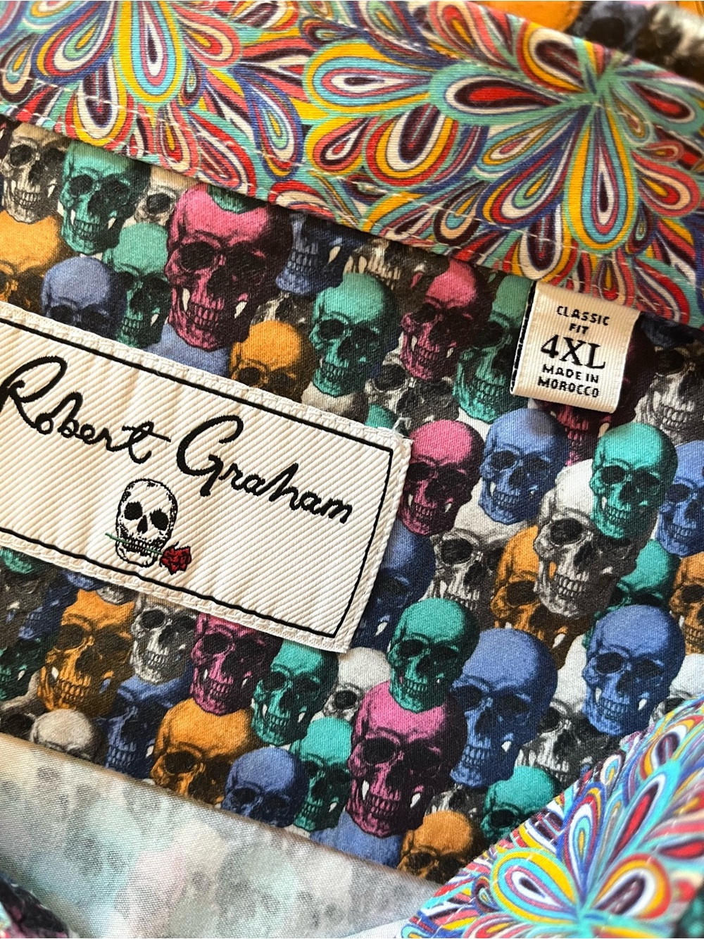 Robert Graham Skull Party Short Sleeve Shirt 4XL - Picture 4 of 11